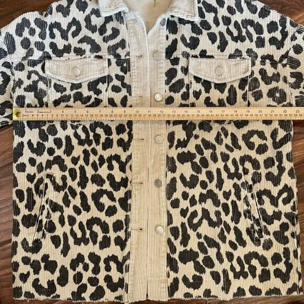Entro Leopard‎ Print Corduroy Shacket - Picture 3 of 5